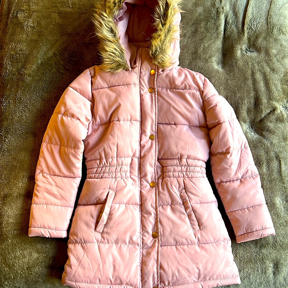 Ci Sono Kids Youth Size 10 Blush Jacket with Faux Fur Lined Hood